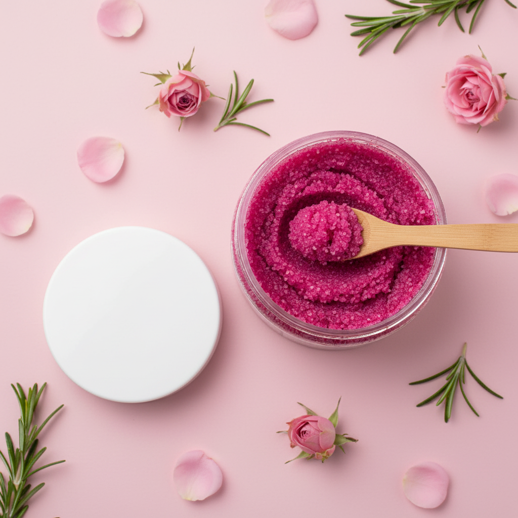 Rosemary Himalayan Salt Scrub β Flatlay