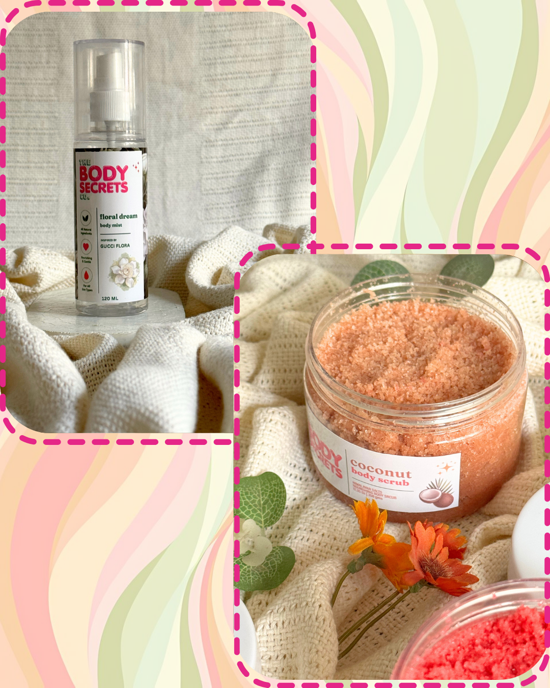 Self Care Himalayan Salt Coconut Body Scrub & Floral Dream Inspired by Gucci Flora Body Mist