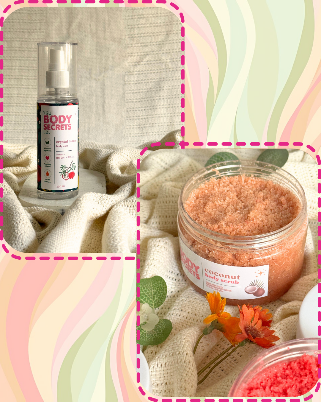 Self Care Himalayan Salt Coconut Body Scrub & Crystal Bloom Inspired by Bright Crystal Body Mist