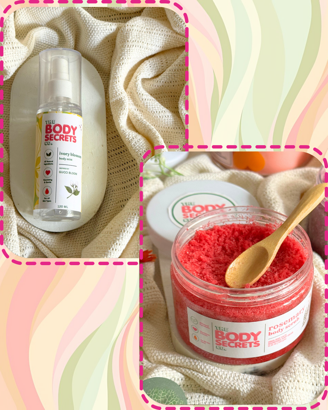 Self Care Himalayan Salt Rosemary Body Scrub & Ivory Blossom Inspired by Gucci Bloom Body Mist