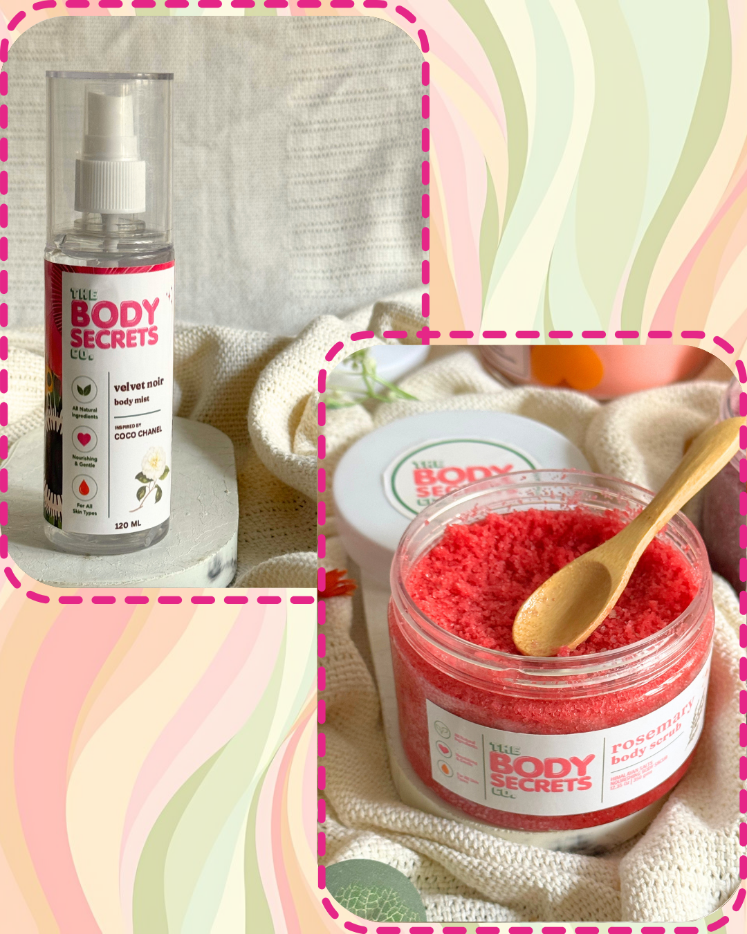 Self Care Himalayan Salt Rosemary Body Scrub & Velvet Noir Inspired by Coco Chanel Body Mist