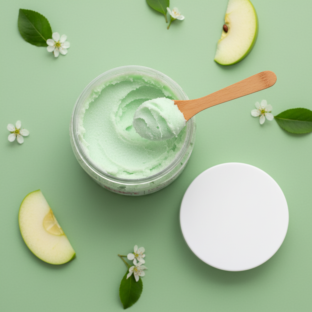 Green Apple Sugar Scrub – Flatlay