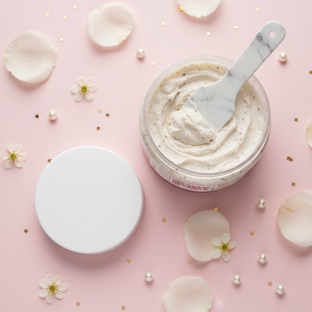 Pixie Kiss Whitening Scrub – Flatlay