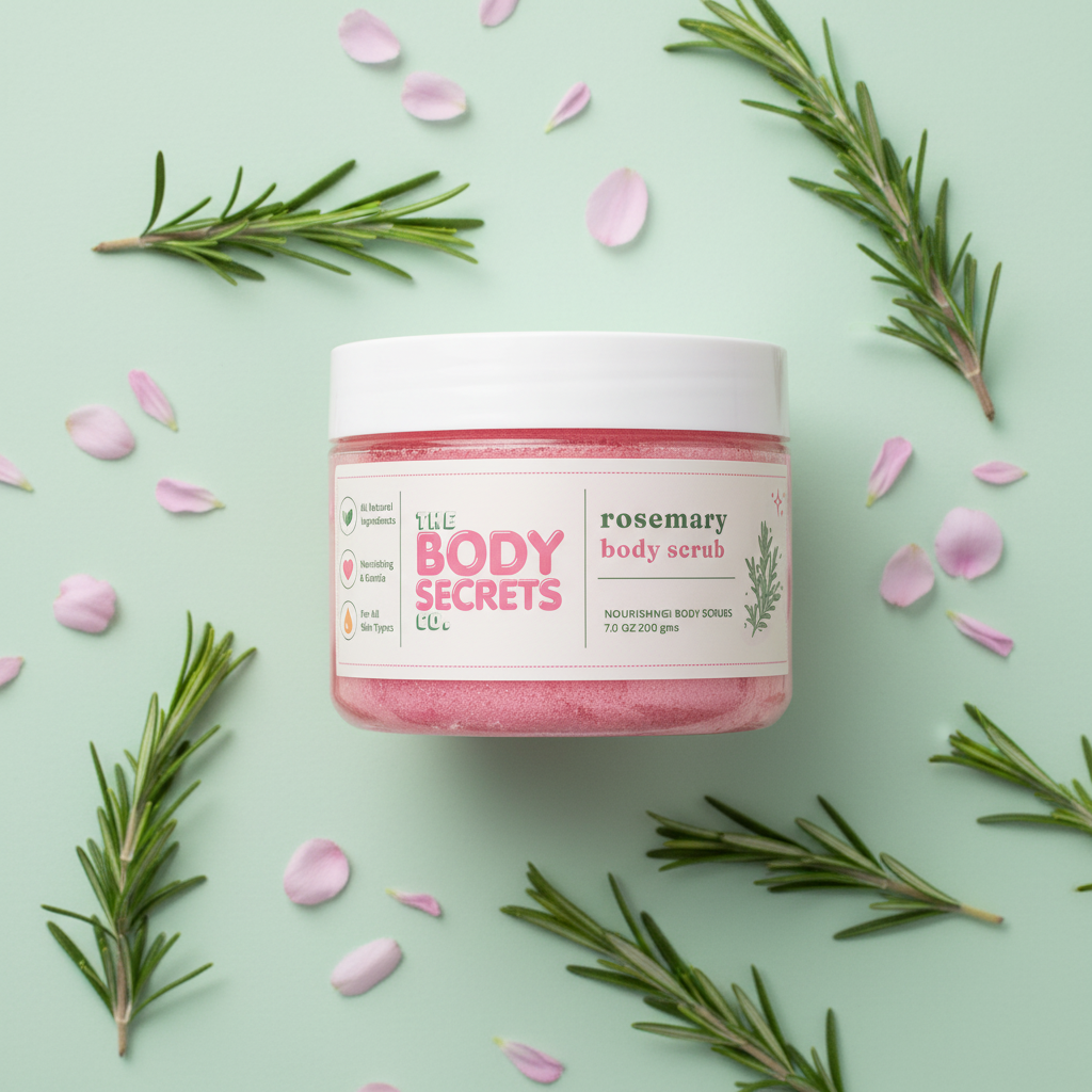 Rosemary Body Scrub – Flatlay